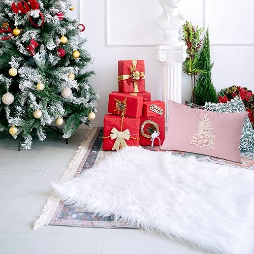 Miniatura 4 de Fundas de almohada de Navidad de 20 x 12 pulgadas color rosa para árbol de Navidad funda de almohada de invierno decoración del hogar funda de cojín
