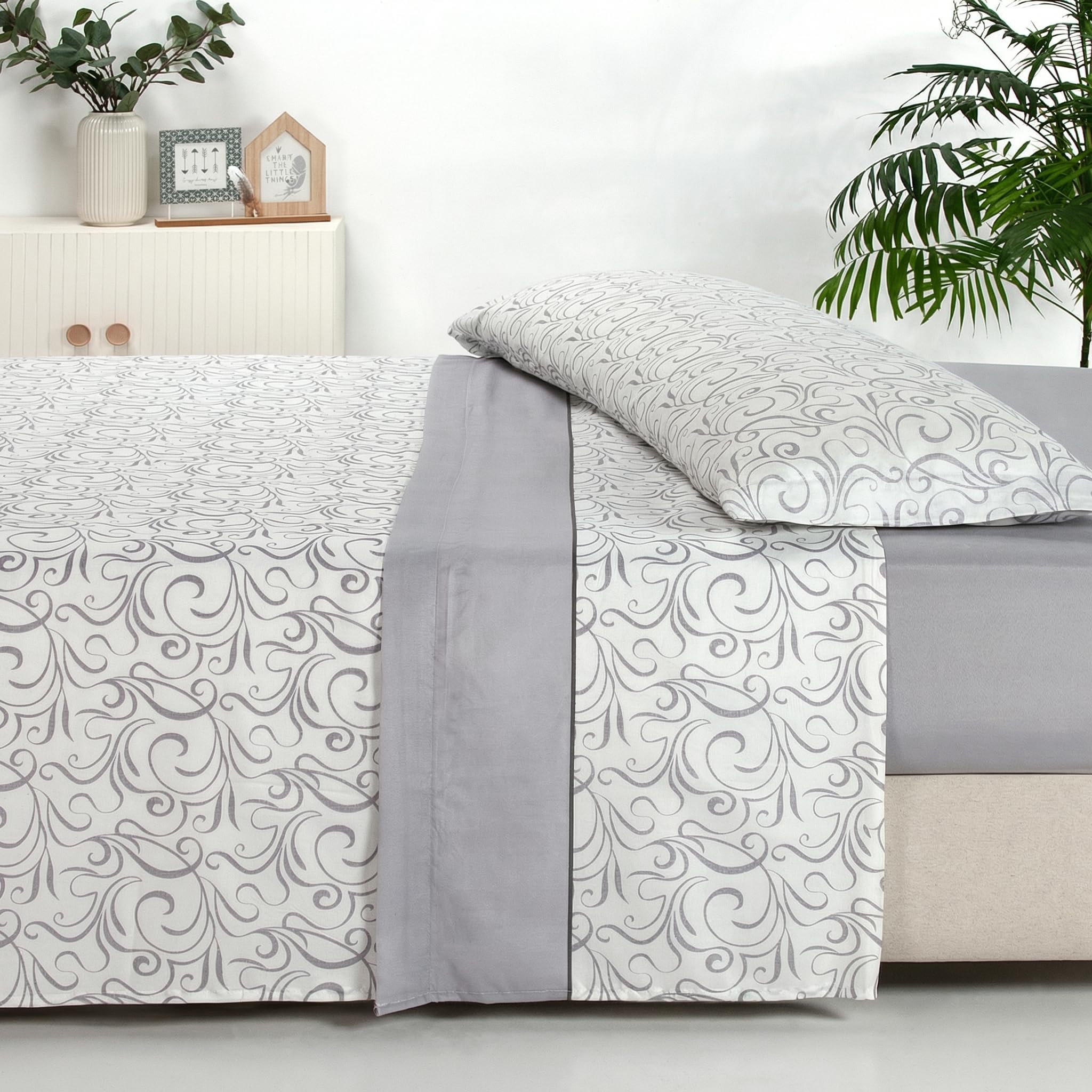 Sábanas 135x190 - Juego de Sábanas 3 Piezas - 100% Microfibra Suave y Transpirable - Sábana Bajera Ajustable, Encimera y Funda Almohada - Ropa de Cama Estampada (Ellie Aqua) — view 9