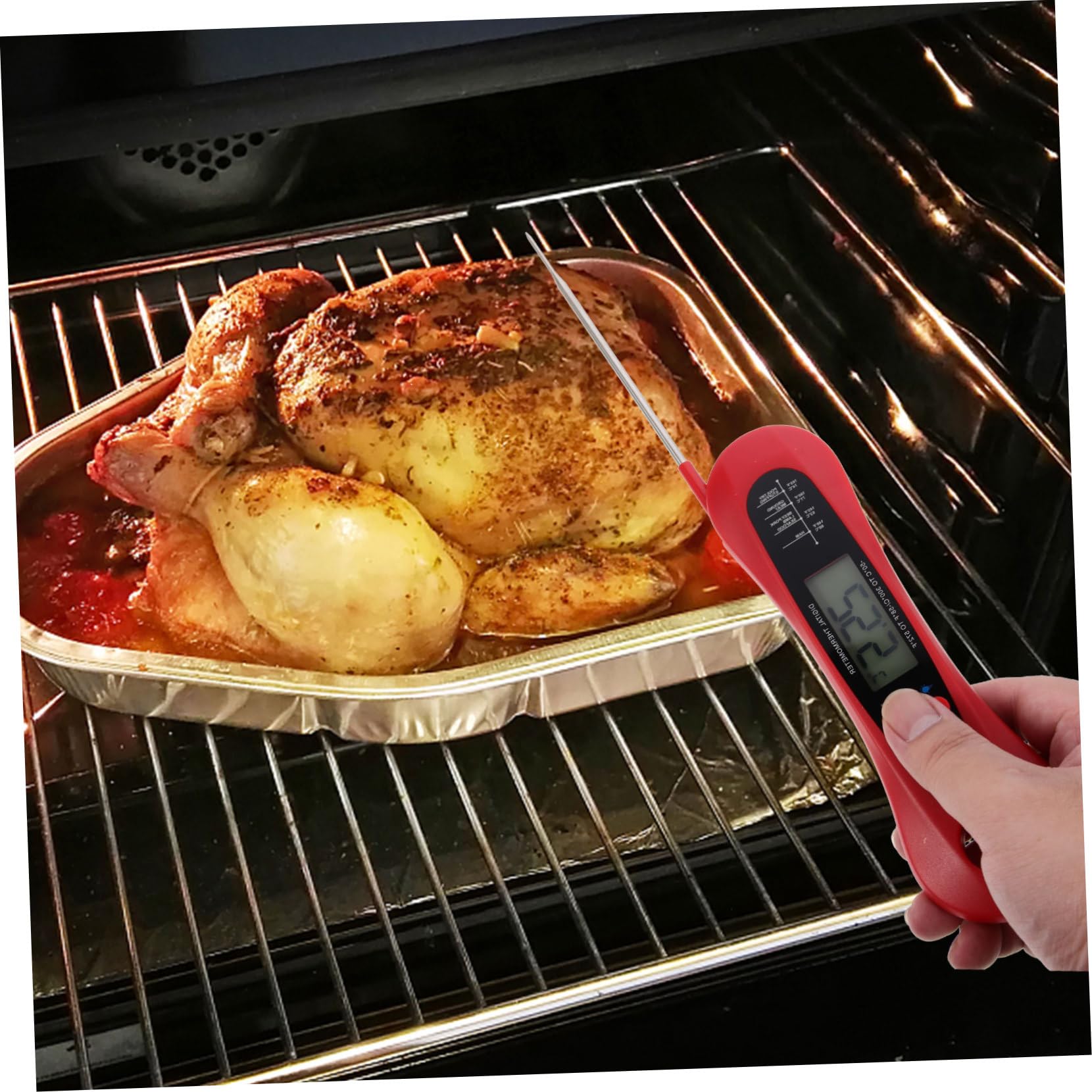 Cabilock Folding Meat Thermometer Digital Probe Kitchen Thermometer for BBQ Grilling and Cooking Design for Accurate Temperature Reading Seconds