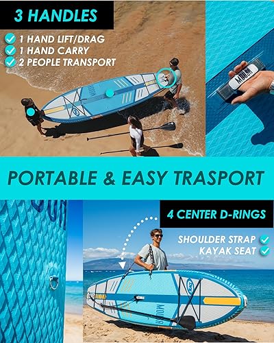 Miniatura 6 de MOUSA 11'×34" Extra Wide Inflatable Stand Up Paddle Board, Stable Ultra Wide SUP for 2 PeopleFamily wShoulder Strap, 1600D Backpack, All-Round Sup