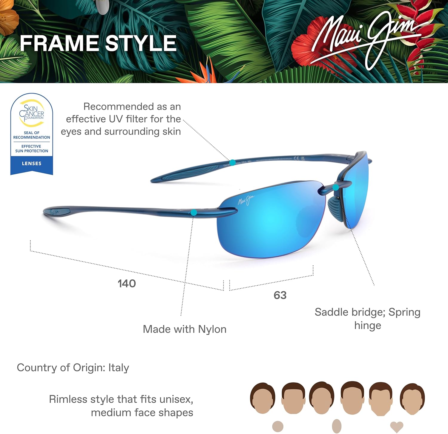 Maui Jim Unisex Hookipa Ultra Rectangular Sunglasses - Image 6