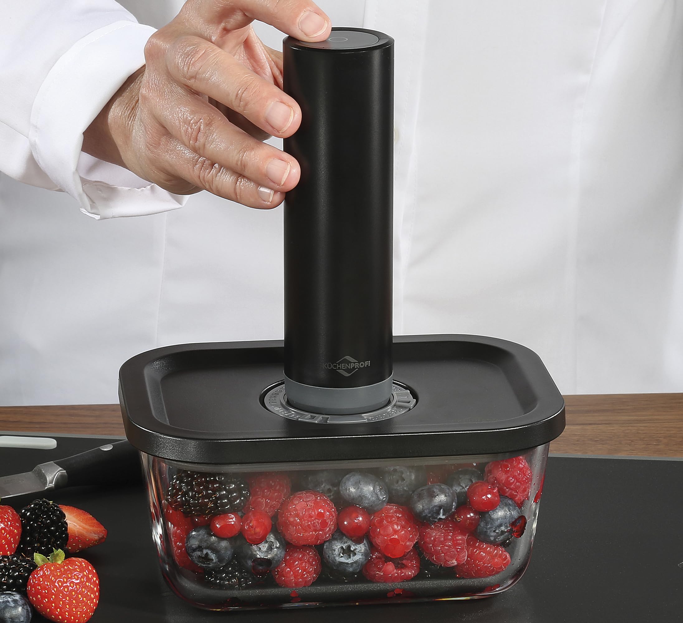 Küchenprofi EASYFRESH zestaw próżniowy | 7-częściowy | 1 x pompa próżniowa elektryczna, 1 x puszka próżniowa S, M i L, 3 x worki próżniowe 22 x 21 cm | szkło borokrzemowe, wysokiej jakości tworzywo