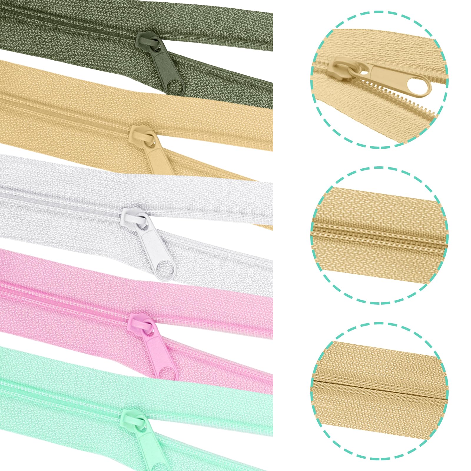DOITEM 10 Colors #3 Nylon Coil Zippers 28 m Nylon Endless Zip Set including 40pcs Sliders and Zip for Sewing and Crafts - Image 4