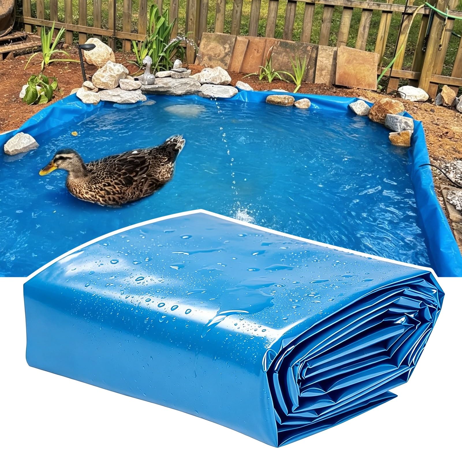 Hamankim 3x4m 4x5m 5x5m 6x8m Heavy Duty HDPE Pond Liner, Fish Ponds Preformed Pool Liners, UV Resistant Waterproof Tarp for Indoor Outdoor Ponds & Aquaculture(4x12m(13.1x39.3ft))