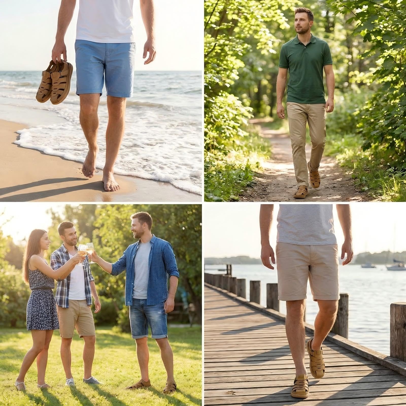 MAIZUN Sandalias de cuero para hombre, sandalias deportivas con puntera cerrada, cómodas, zapatos de verano, pescador, playa, atletismo, senderismo, al aire libre