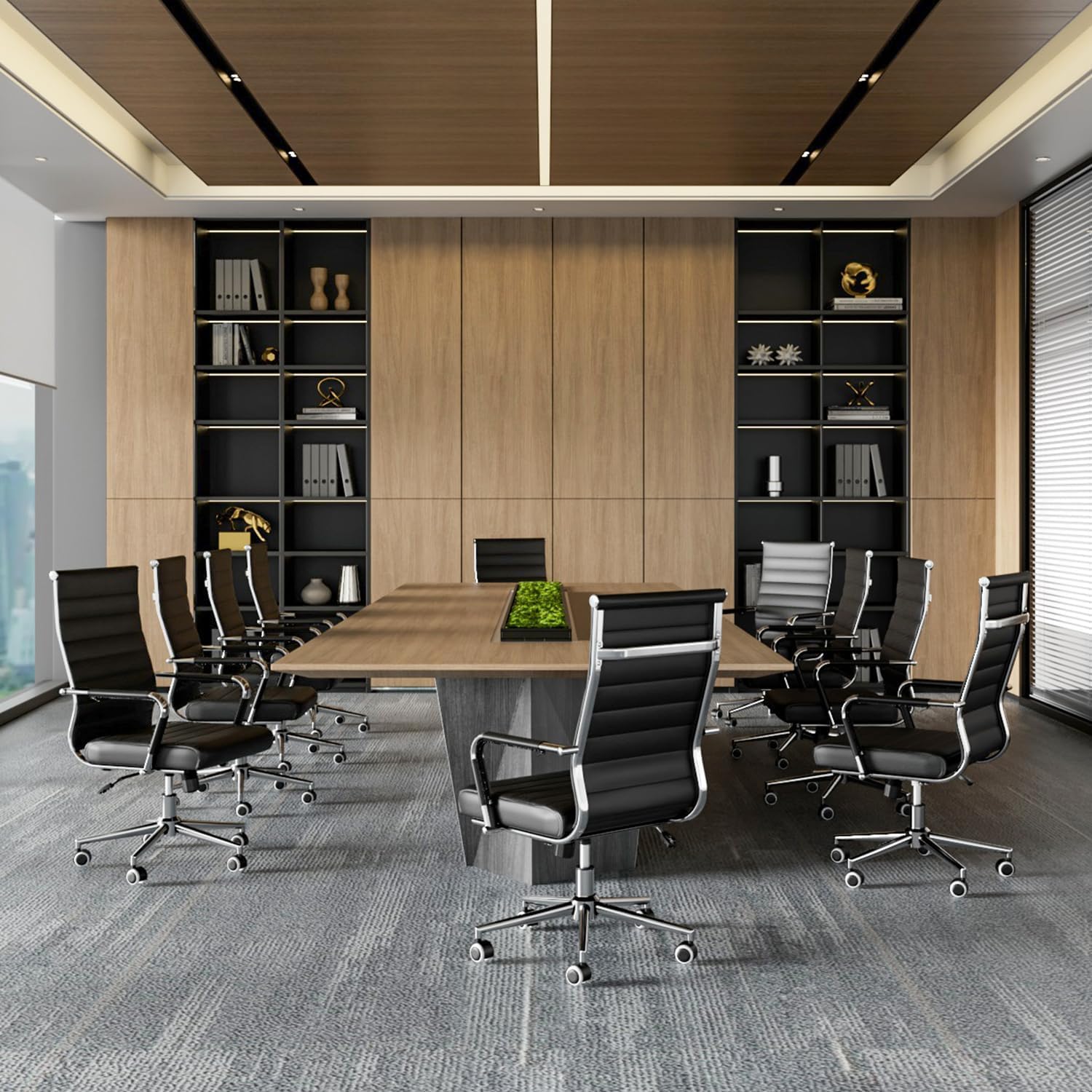 UEV Kolumbus Ergonomic Office Chair PU Leather Modern with Wheels and Armrests, Adjustable Height, Universal Swivel, Weight Capacity up to 150 kg, Black
