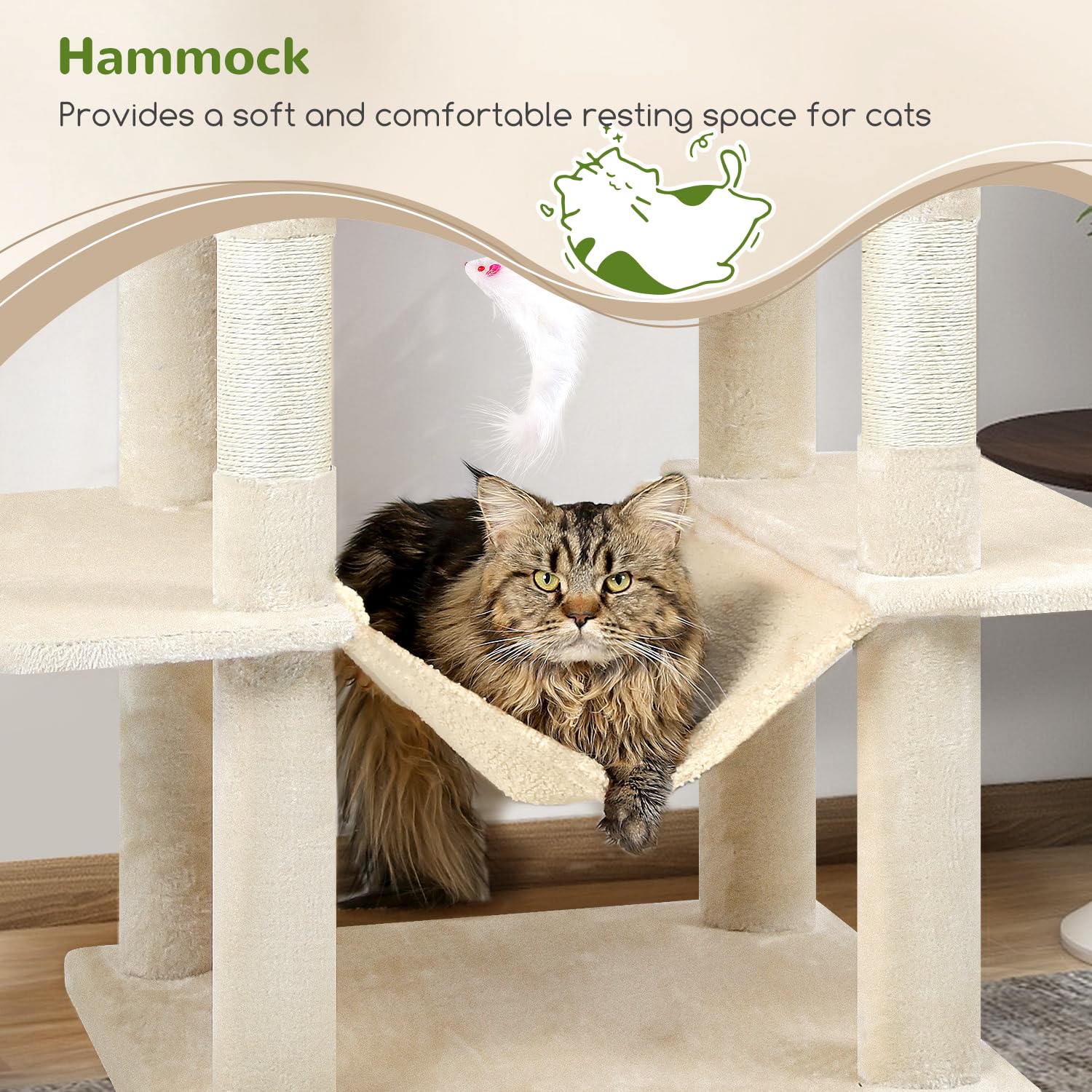 Globlazer F76 Arbre a Chat 195 cm Grand Niche 50CM Hamac pour 2 Gros Chats
