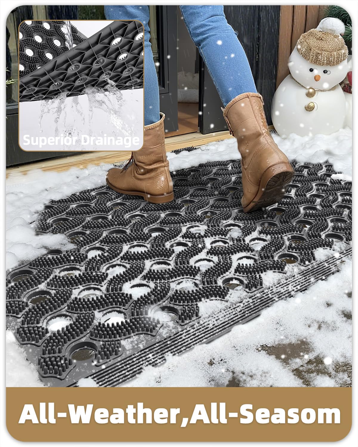 COLOR&GEOMETRY Paillasson Extérieur TPE Ultra Résistant et Imperméable, Tapis Extérieur Antidérapant avec Connecteurs, Écologique et sans Odeur, Tous Temps, Confort Pieds Nus, 43x75 cm, Gris