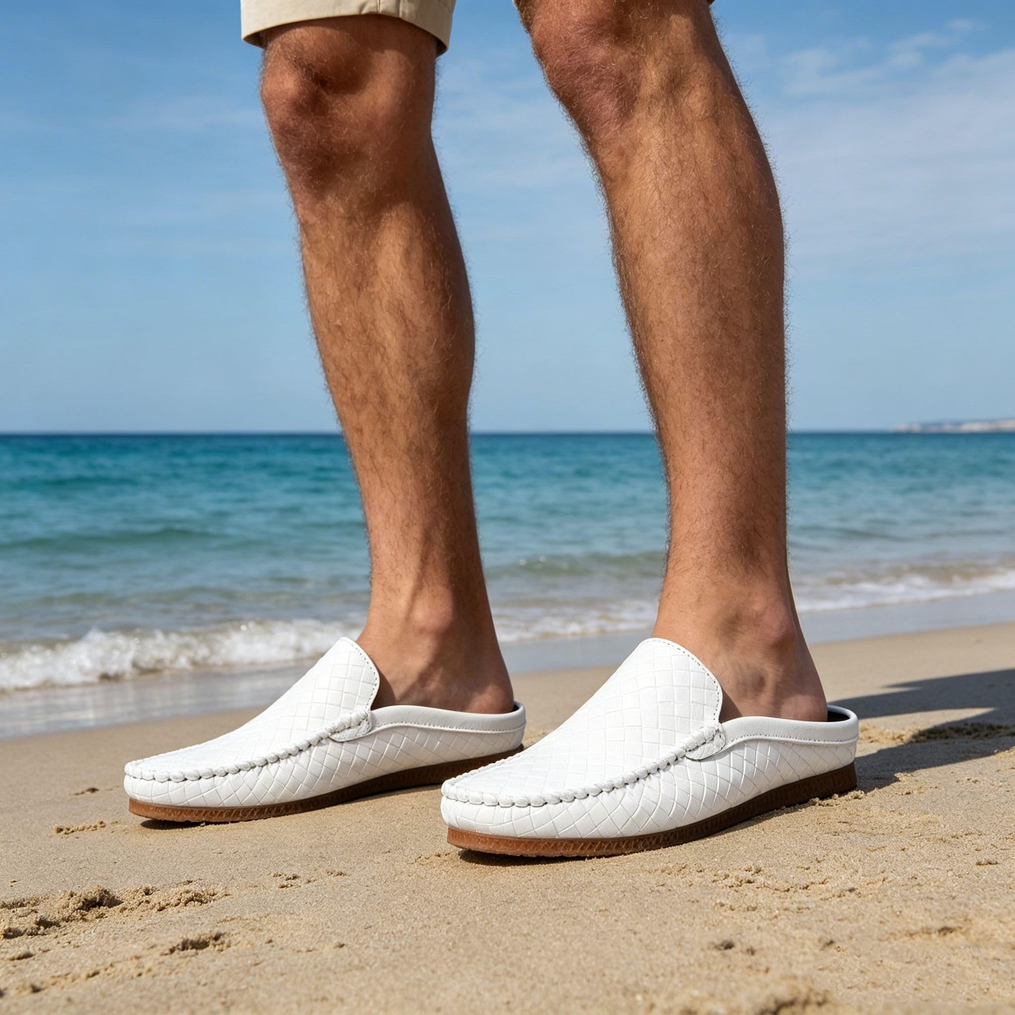 Mocassini da uomo Slip on Mules Backless Mocassini Scarpe da uomo Estate Slip-on Backless Sneakers Zoccoli Pantofole in Pelle Traspirante Mocassini Mules