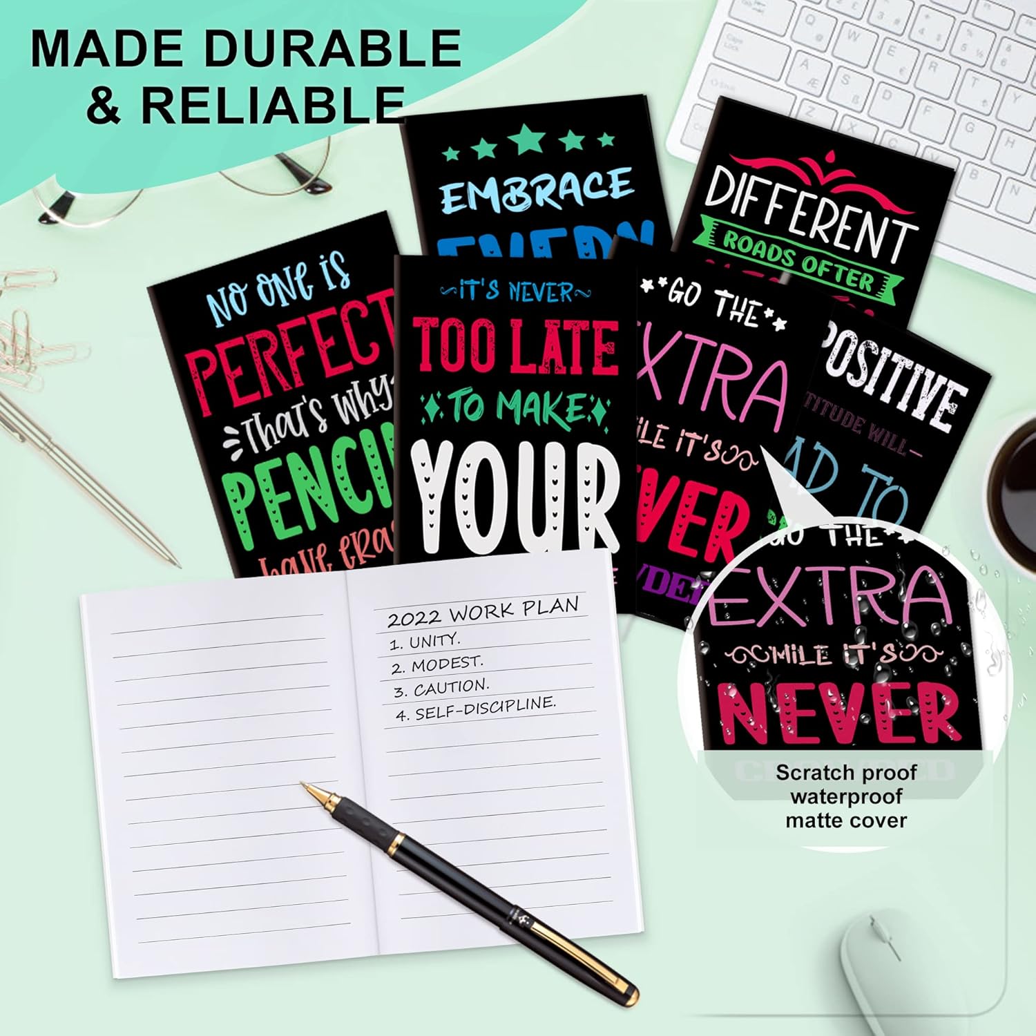 Inspirational Notepads Mini Motivational Notebooks, 30 Bulk Pack Pocket Journal Mini Notepad, Growth Mindset Inspiring Notepads for School Office Home Travel Gift Supplies, Coworkers, Party Favor