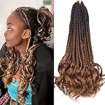 Pre Looped French Curly Braiding Hair 14 Inch T4/30 French Curl Crochet Braids 7Packs Box Braids Crochet Hair for Black Women Curly Crochet Hair Extensions French Curls(T4/30)