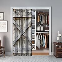 Vista 5 de Cortinas de puerta de granero para puertas, cortina opaca rústica para puerta de privacidad, cortinas divisoras de habitación, cortina de armario