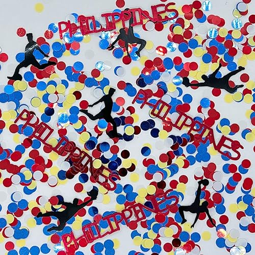 Copa Mundial de Confeti - FILIPINAS, jugador de fútbol, pelota azul oscuro, rojo, blanco, amarillo - 2 bolsas de media onza (1 oz) #3375