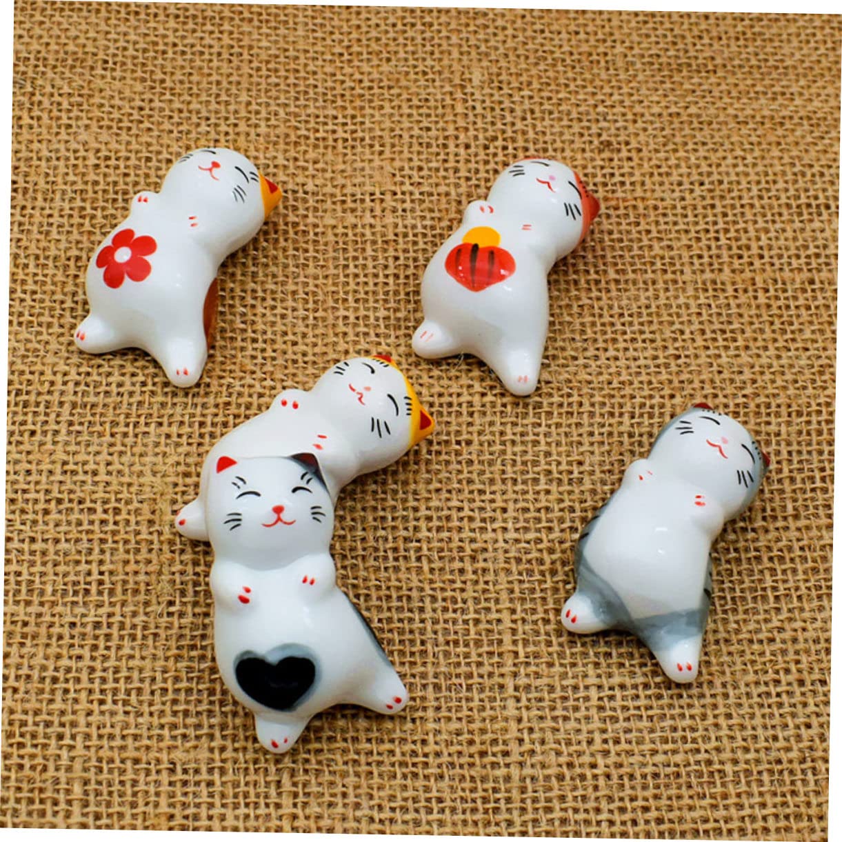 Soporte para Palillos, Soportes para Palillos, Restaurante, 5 Piezas, Gato, vajilla de Gato, cucharas Chinas, Soporte con diseño de Gato, Adornos de Mesa de Panda, Linda Cuchara de Gato
