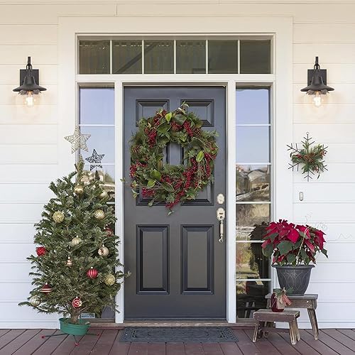 Miniatura 5 de Paquete de 2 lámparas de pared para exteriores de granja, apliques de pared exterior de bronce con vidrio sembrado, faroles impermeables modernos