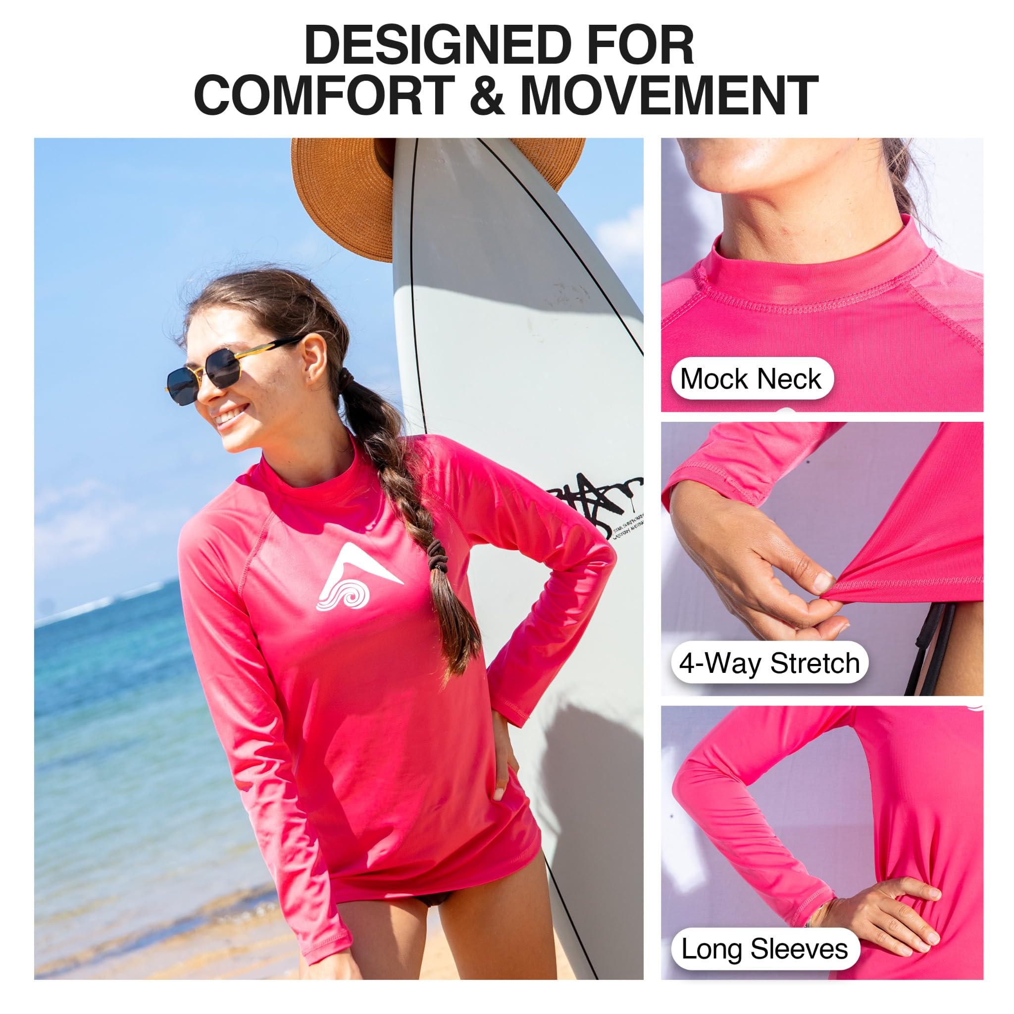 Kanu Surf Keri - Rashguard A Maniche Lunghe UPF 50+ Maglietta Rash Guard Donna (Pacco da 1)