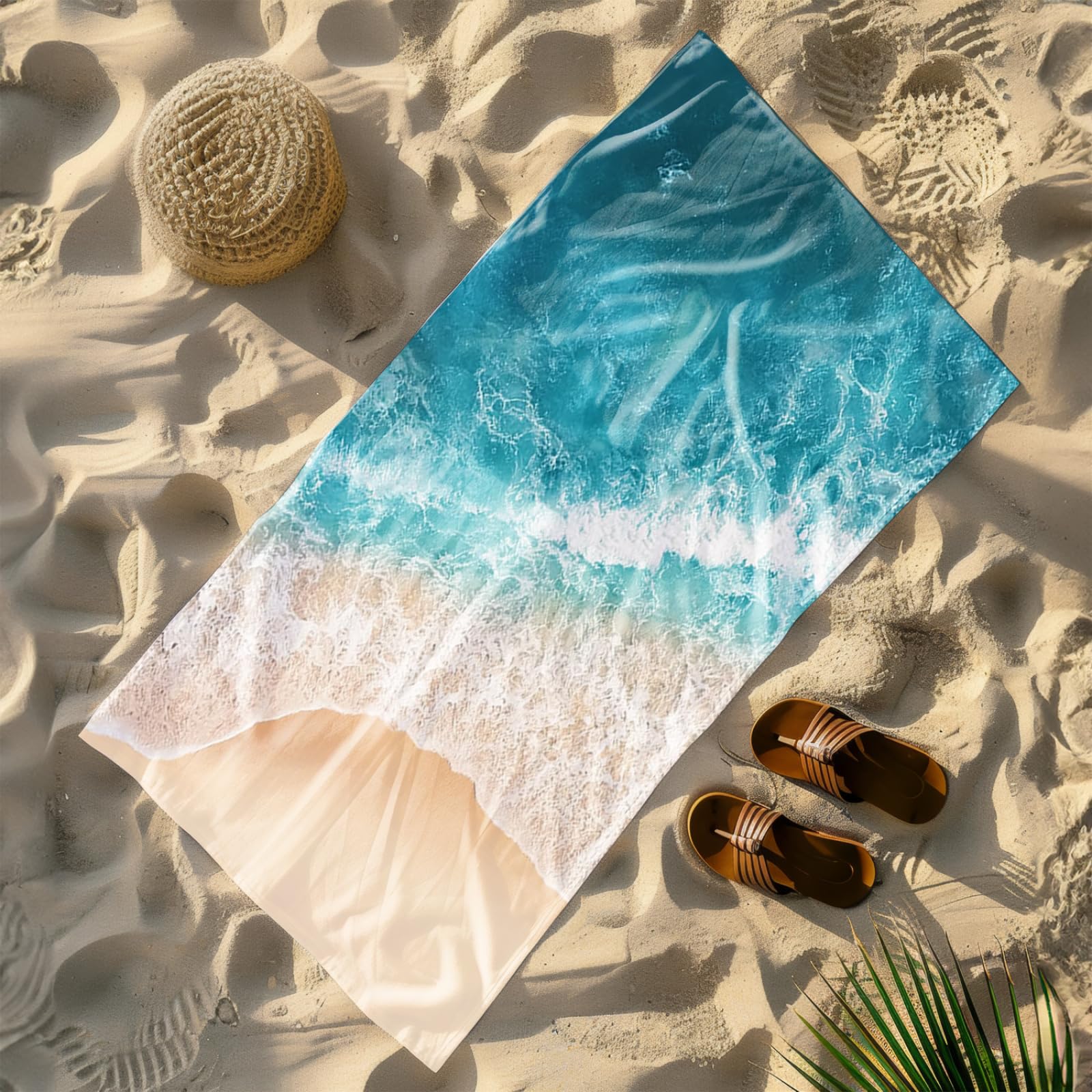 Genérico Toalla Playa Grande Playa del Mar Azul Microfibra Secado Rápido Oversize Toalla Sin Arena Súper Ligera Piscina Camping Picnic Yoga Gimnasio Y Deportes Viaje