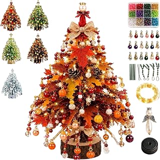 Beaded Christmas Tree Kit with Colorful Beads, Orange‑Red