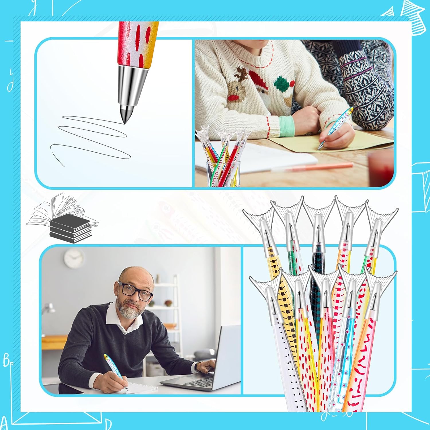 Outus Fish Ballpoint Pens Novelty Kawaii Fish Pens 0.7 mm Black Ink Writing Ballpoint Bulk Realistic Fishing Decoration for School Office Student Gift Birthday Ocean Sea Themed Party Favors(50 Pieces)