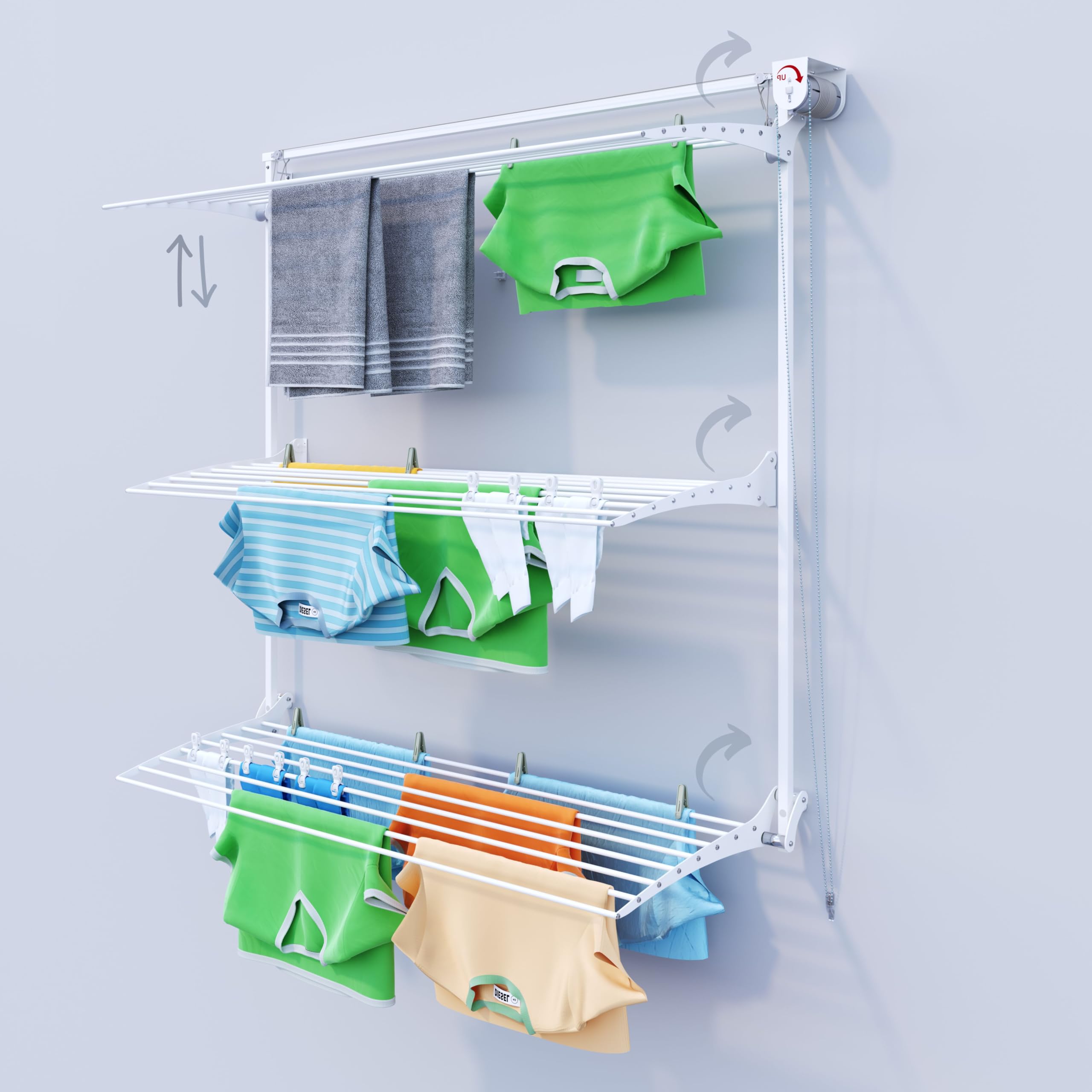 Foxydry White Right Tower Wall Mounted Clothes Drying Rack Vertical Wall Mounted Retractable Clothes Drying Rack For Indoor And Outdoor Use 152 X 52 X 137 Cm (152 X 52 X 137 Cm, Right White)