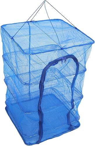 Miniatura 4 de Gatuida Tendedero de secado de malla para colgar, red de secado plegable, 4 capas de malla de pescado plegable, para camarones, pescado, frutas y