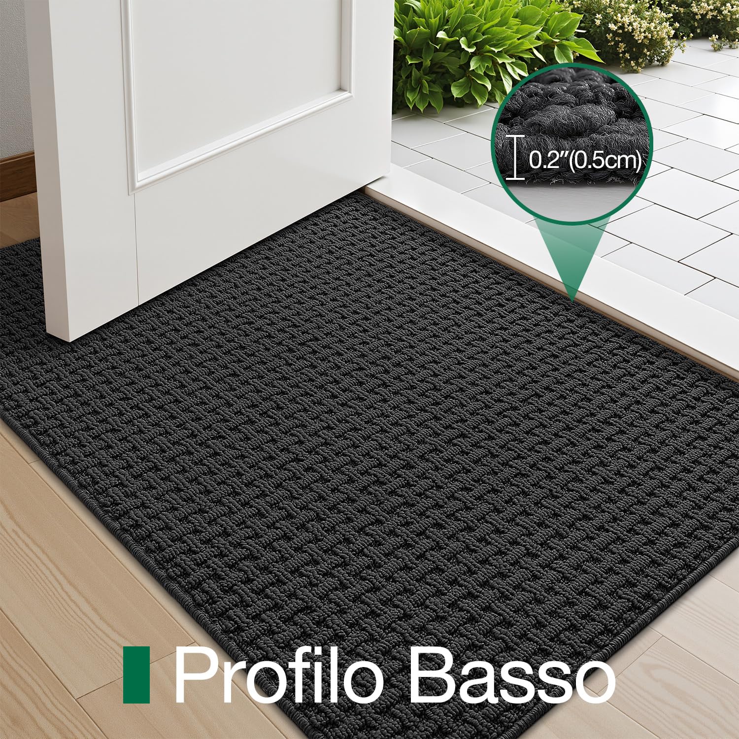 LUMI Tappetino per Porta Lavabile Interno 90x150 cm, Antiscivolo con Fondo in Gomma, Assorbente per Polvere, Per Ingresso, Grigio