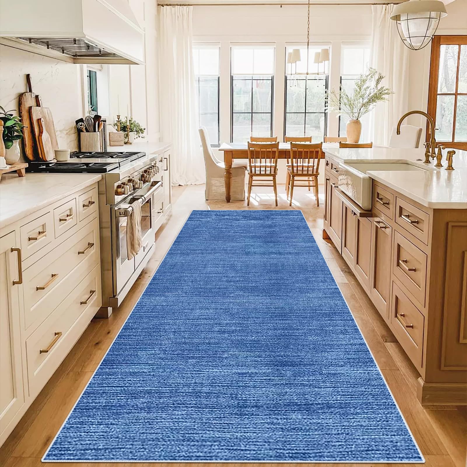 WAWFONG Long Hallway Runner Rug Non Slip Washable Kitchen Rug Hall Runner Blue 50 x 200 cm Heavy Duty Carpet Runner Narrow Corridor Rugs Floor Mat for Entryway Laundry Room Hallways Kitchen