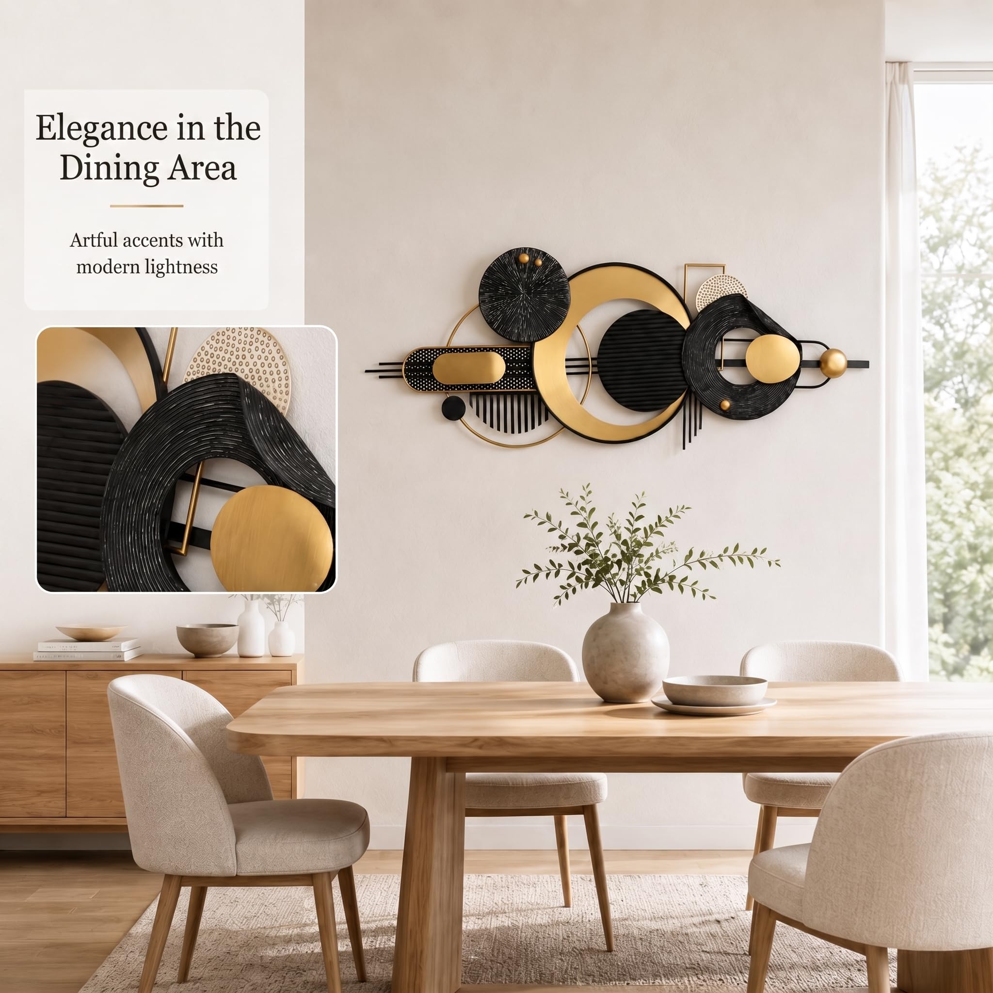 Adorno de Pared Metálico,Decoración Geométrica Abstracta 3D para | Decoración mural geométrica con,incluye kit de tornillos,apto para salón,dormitorio, cocina y oficina - 152CM