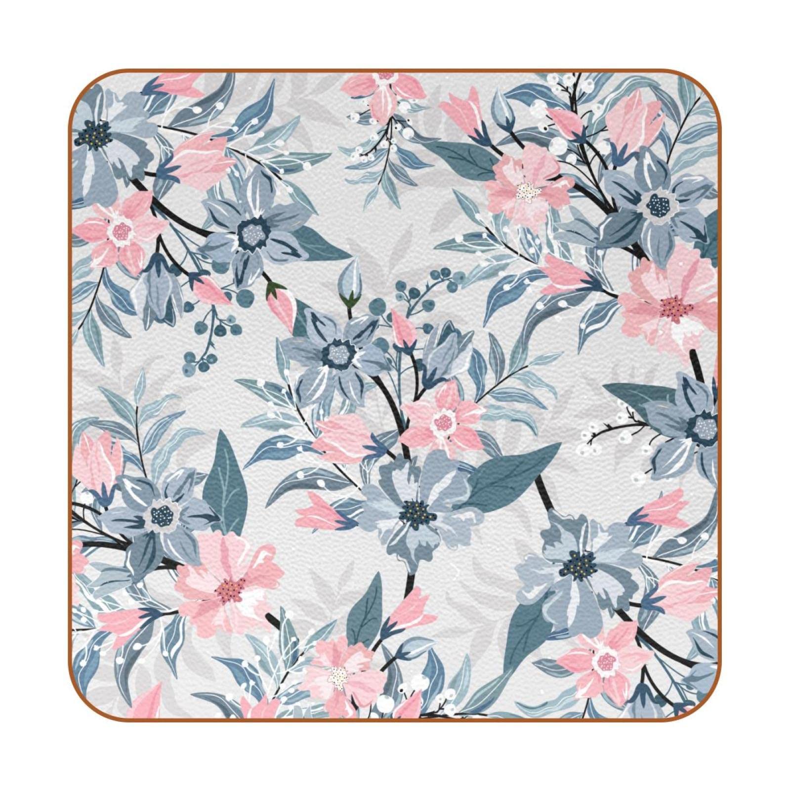 Dessous de verre carrés en fleur (lot de 6) antidérapants pour table