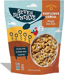 Seven Sundays Maple Sea Salt Gluten-Free Cereal - Grain-Free Upcycled Sunflower Protein 8oz Pouch