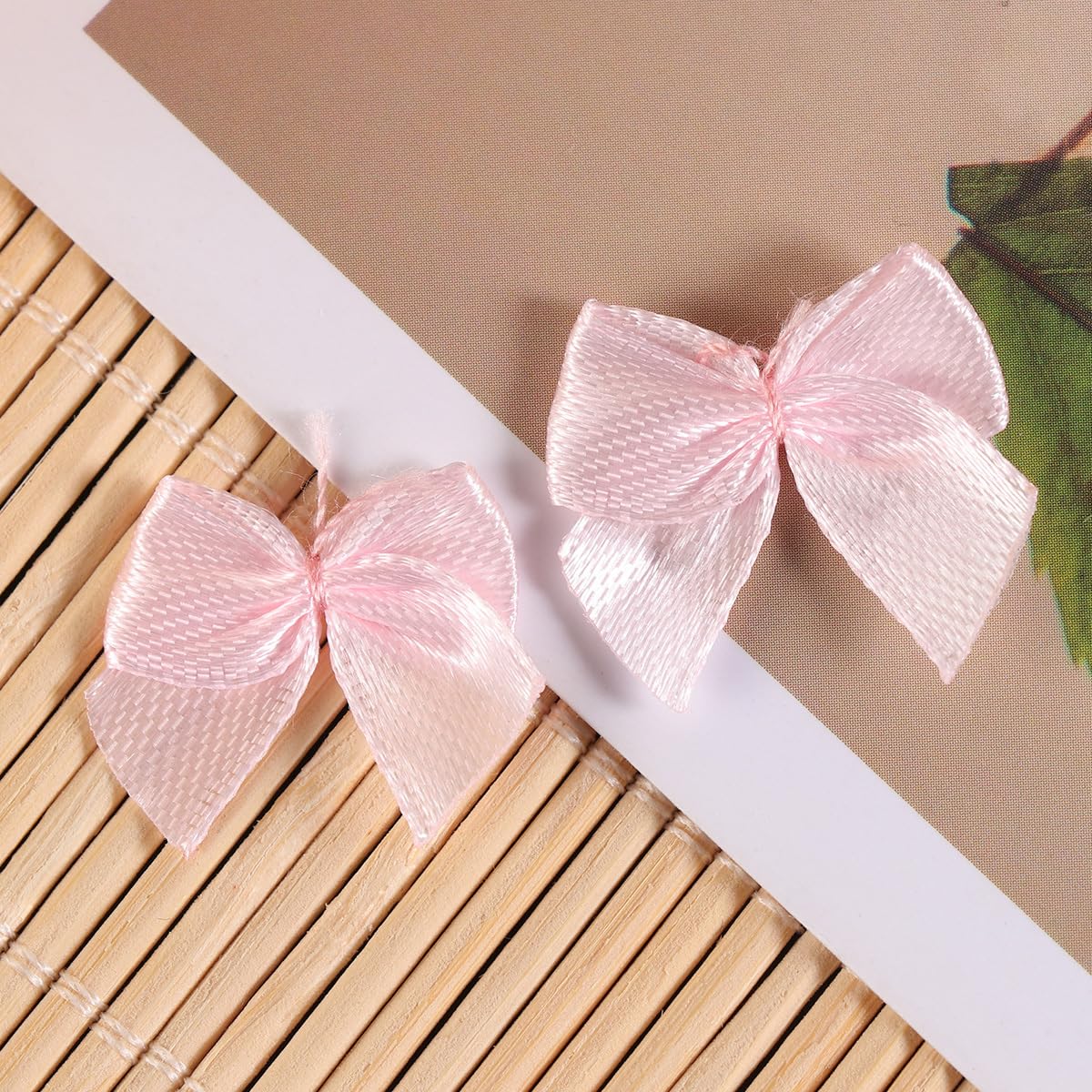 HEALLILY 100pcs Mini Ribbon Bows Pink:DIY Ribbon Bow Satin Sewing Scrapbooking Wedding Craft s Hair Accessories DIY Craft Appliques Pink Small - Image 3