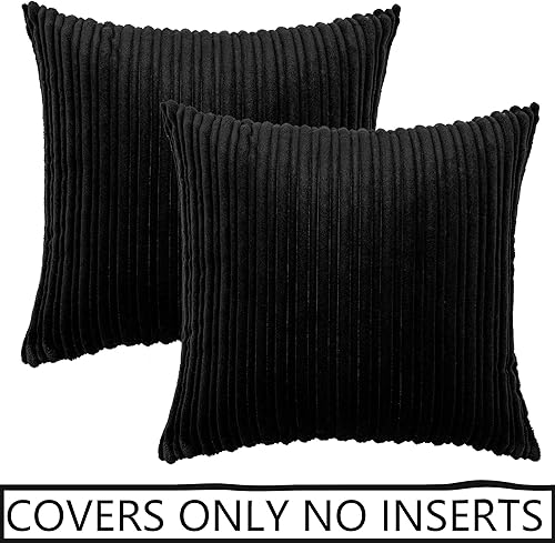 Miniatura 129 de UGASA - Juego de 2 fundas de almohada de terciopelo a rayas, funda decorativa para cojín con cremallera oculta para el hogar, sofá, dormitorio,