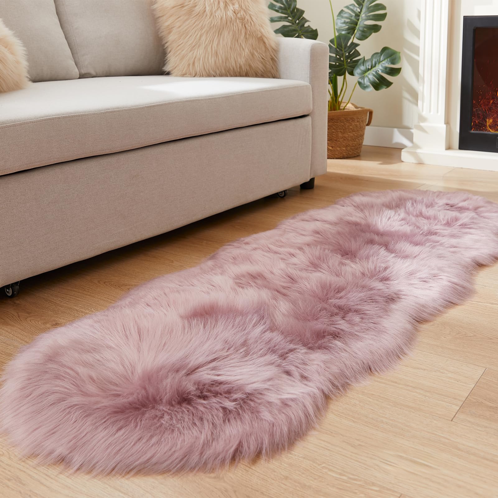 EasyJoy Ultra Soft Fluffy Rugs Faux Fur Rug Chair Cover Seat Pad Fuzzy Area Rug for Bedroom Floor Sofa Living Room (2 x 6 ft Sheepskin, Light Purple) — image 1