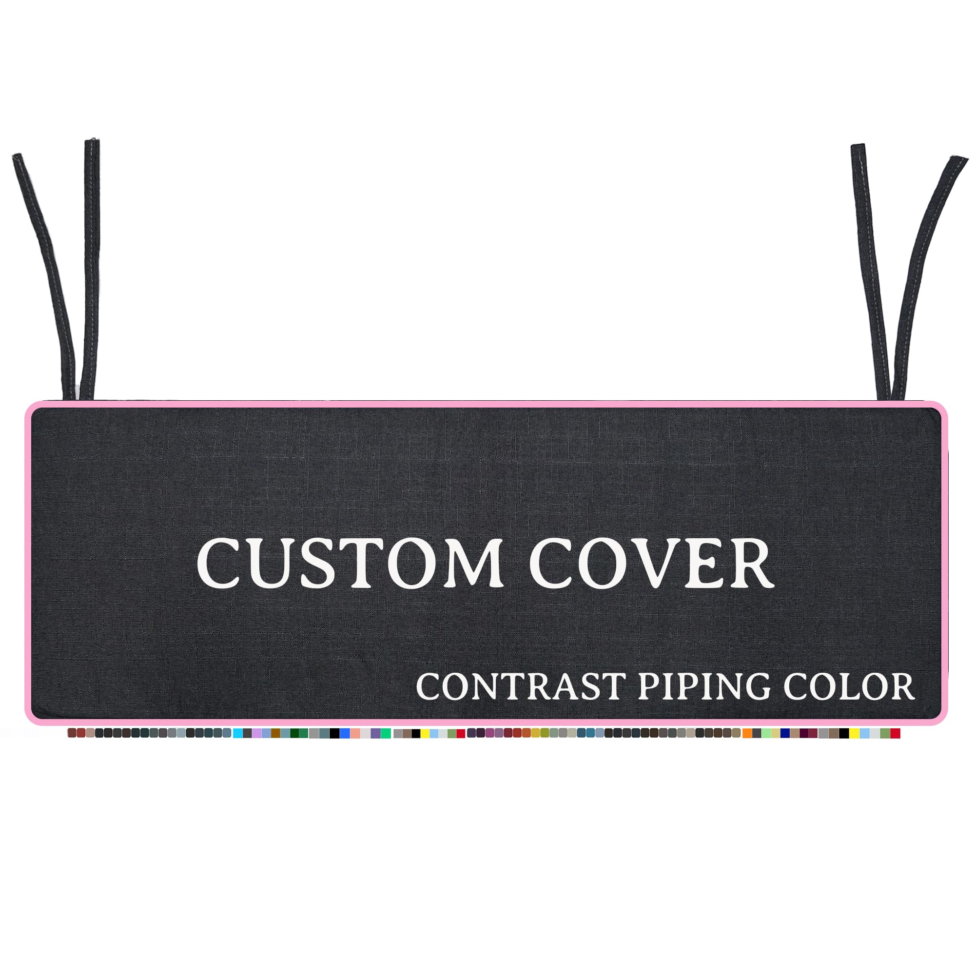 SINUOLIN Custom Size Bench Cushion Cover for Indoor/Outdoor Furniture Window Seat Chair/Sofa/Couch Covers Swing Garden Upholstery with Optional Colors Embroidery Couch Slipcover (Only Cover)