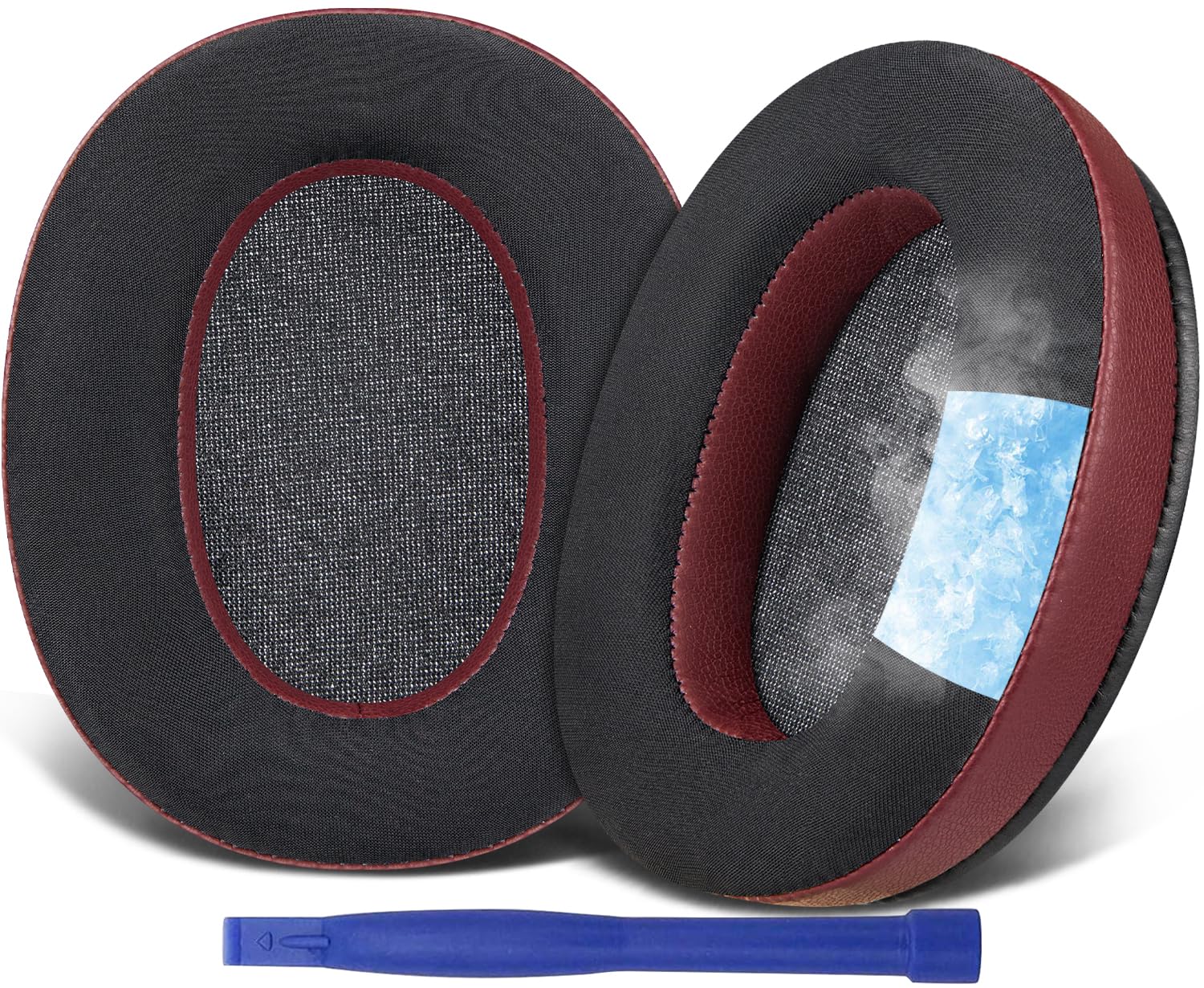Cooling Gel Earpads Cushions Replacement for Sony WH-XB910 XB910N Extra Bass Noise Cancelling Headphones, for Sony WHXB910N Wireless Headset, Ear Pads with Noise Isolation Foam - Burgundy