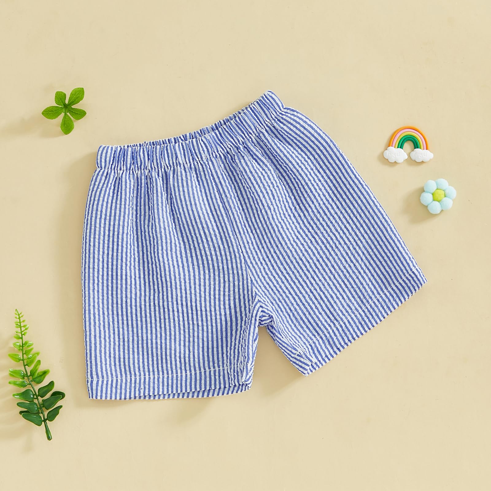 Aiwpstoin Toddler Baby Boy Girl Shorts Summer Casual Elastic Waist Striped Shorts Pants Boxer Bottoms (Blue, 2-3 Years)