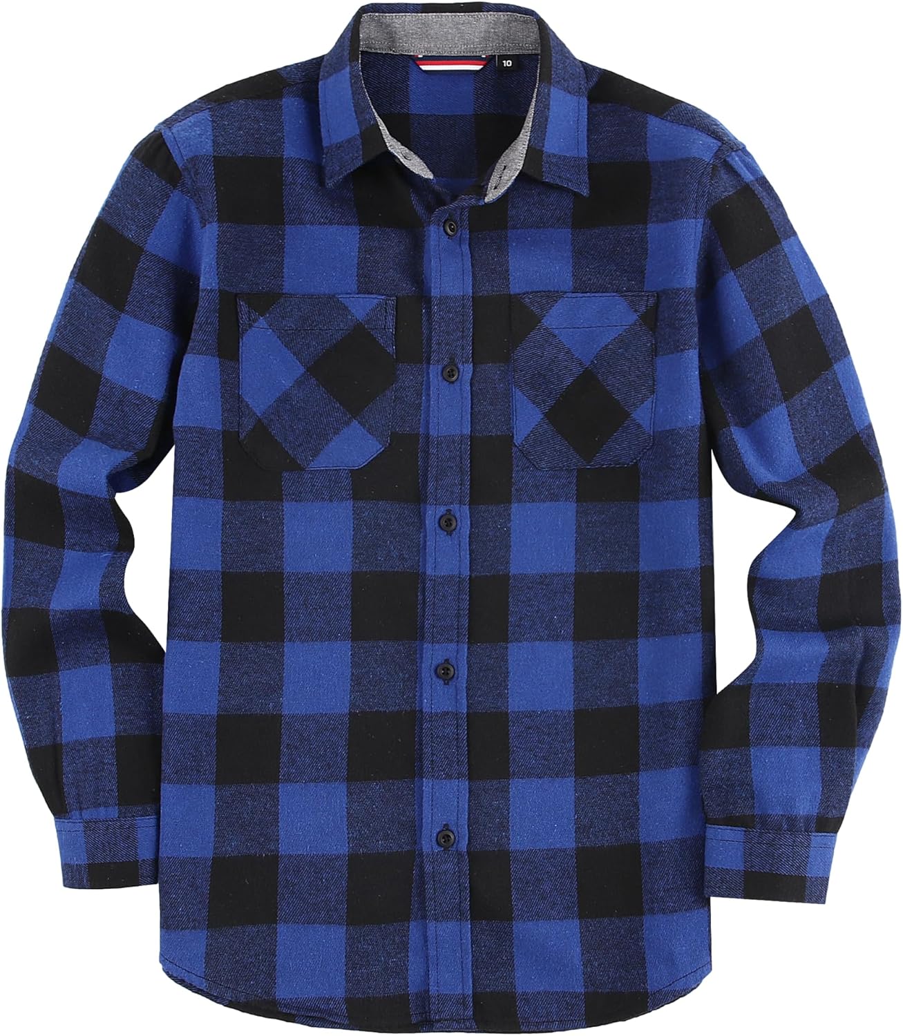 WARHORSEE Boy's Flannel Shirts Long Sleeve Kids Plaid Button Down Shirt Lightweight Classic Collared 5-14 Years