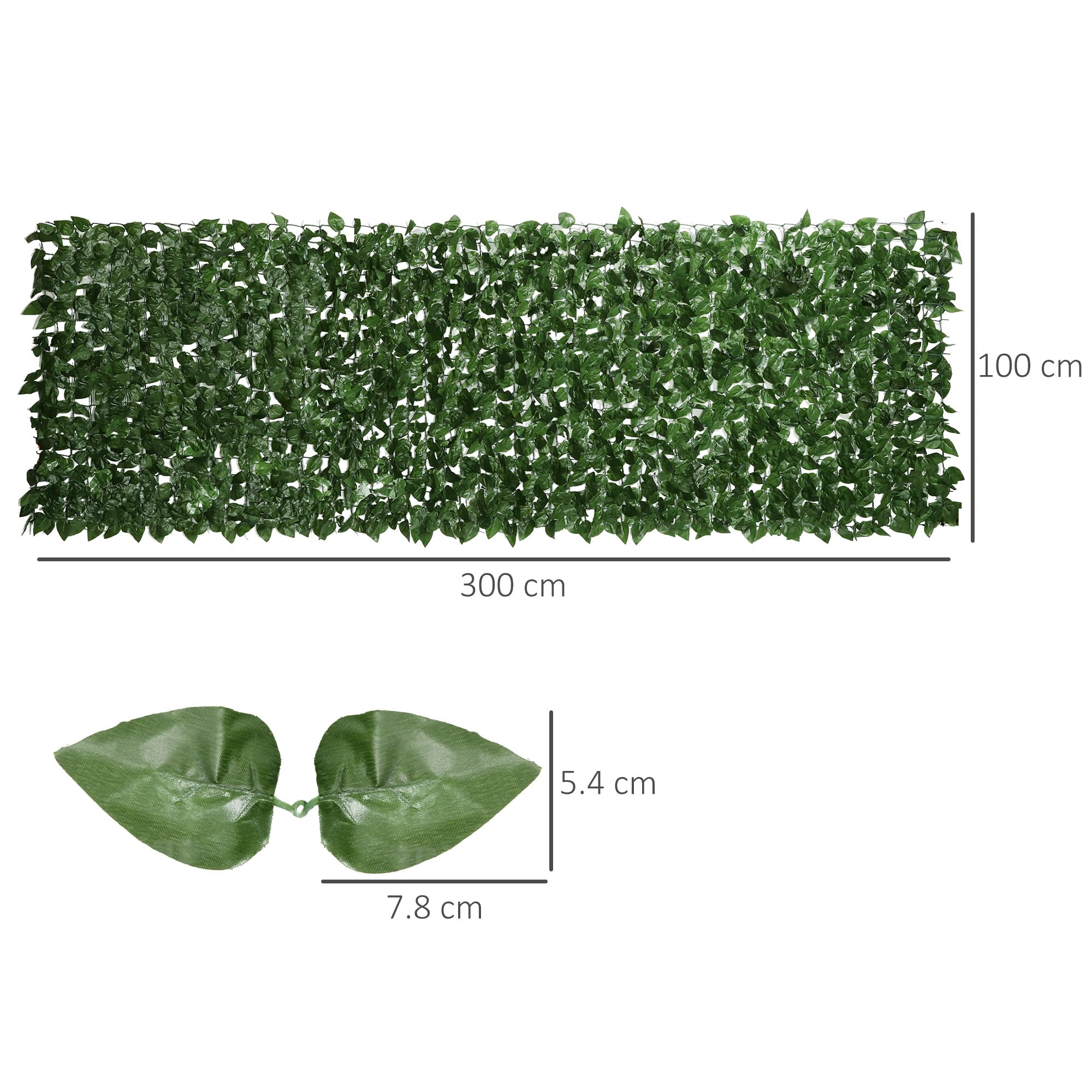 Outsunny Rotolo di Siepe Finta di Faggio in PE 300x100 cm, Verde Scuro | per Balcone e Giardino, Siepe Artificiale da Esterno, Foglie di Edera, Protezione UV