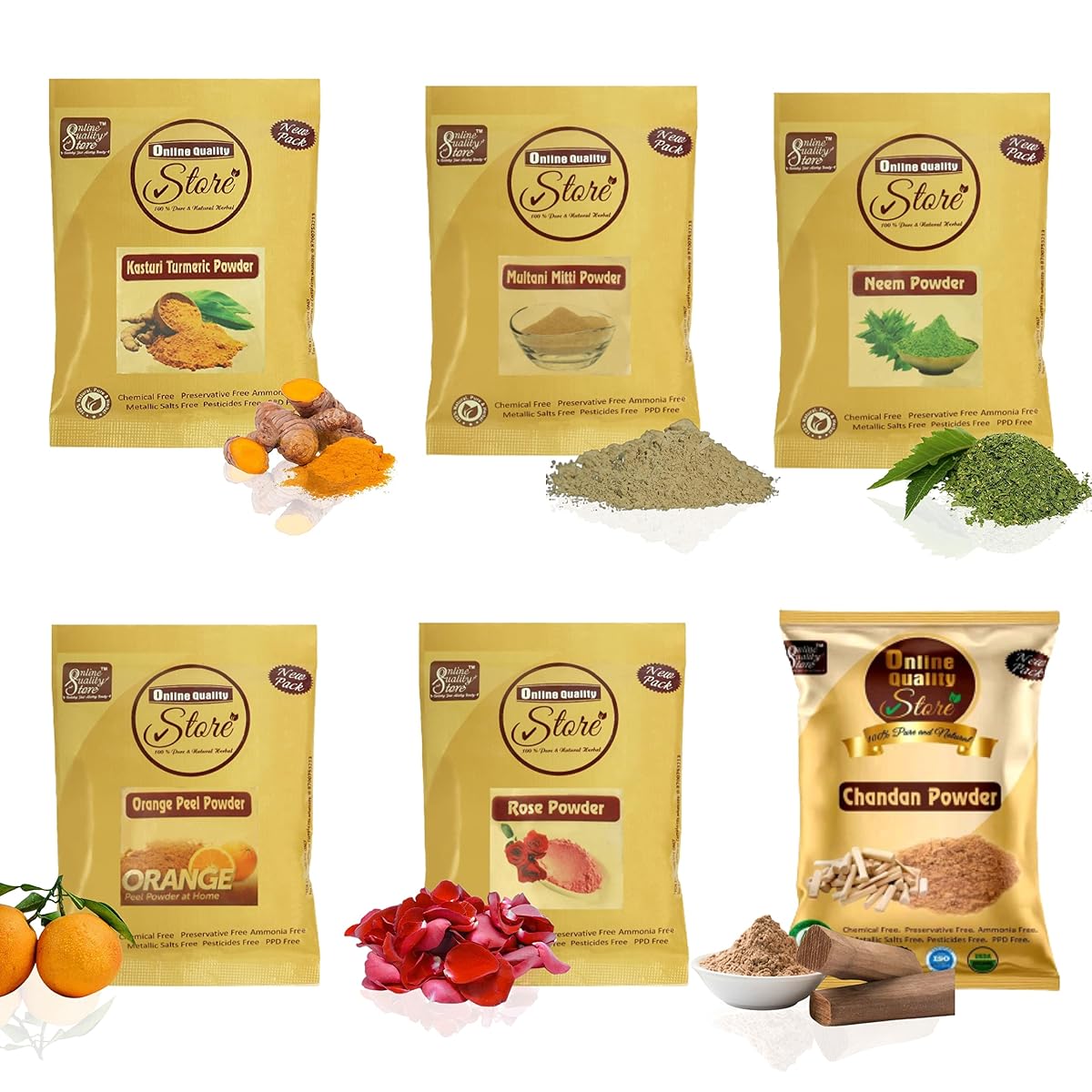Online Quality Store Face Care Combo (Pack of 6) | Multani Mitti, Kasturi