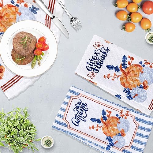 Miniatura 4 de VOOVA & MOVAS Toallas de mano para cocina, 16 x 26 pulgadas, paquete de 4 con tarjetas de regalo, algodón de primera calidad, toallas de cocina