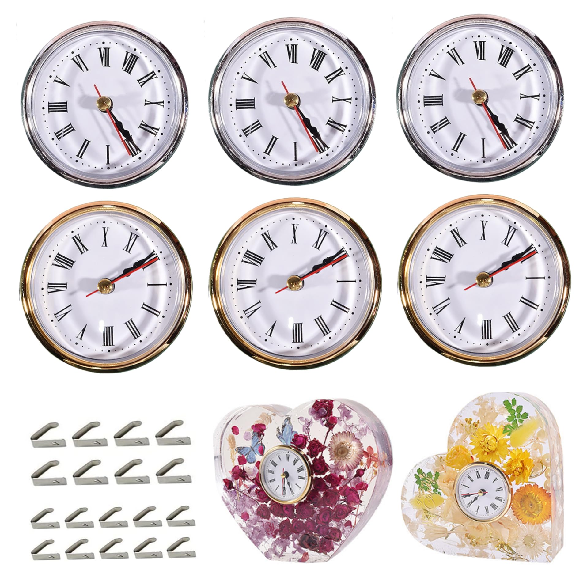 6pcs Clock Parts For Clock Resin Mold,Clock Pieces For Clock Epoxy Casting Resin Mold For Diy Clocks, No Battery