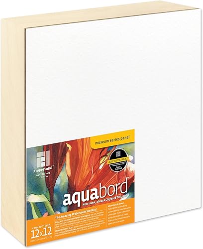 Miniatura 32 de Ampersand Art Supply Panel de pintura de acuarela: Serie Museo Aquabord, perfil plano de 1/8 pulgadas, 6 "x 6" - Paquete de 4