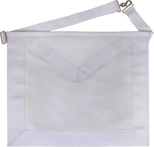 DELANTAL DE PIEL DE OVEJA DE APRENDIDATO MASÓNICO/ENTRADO EN TODO BLANCO, Blanco