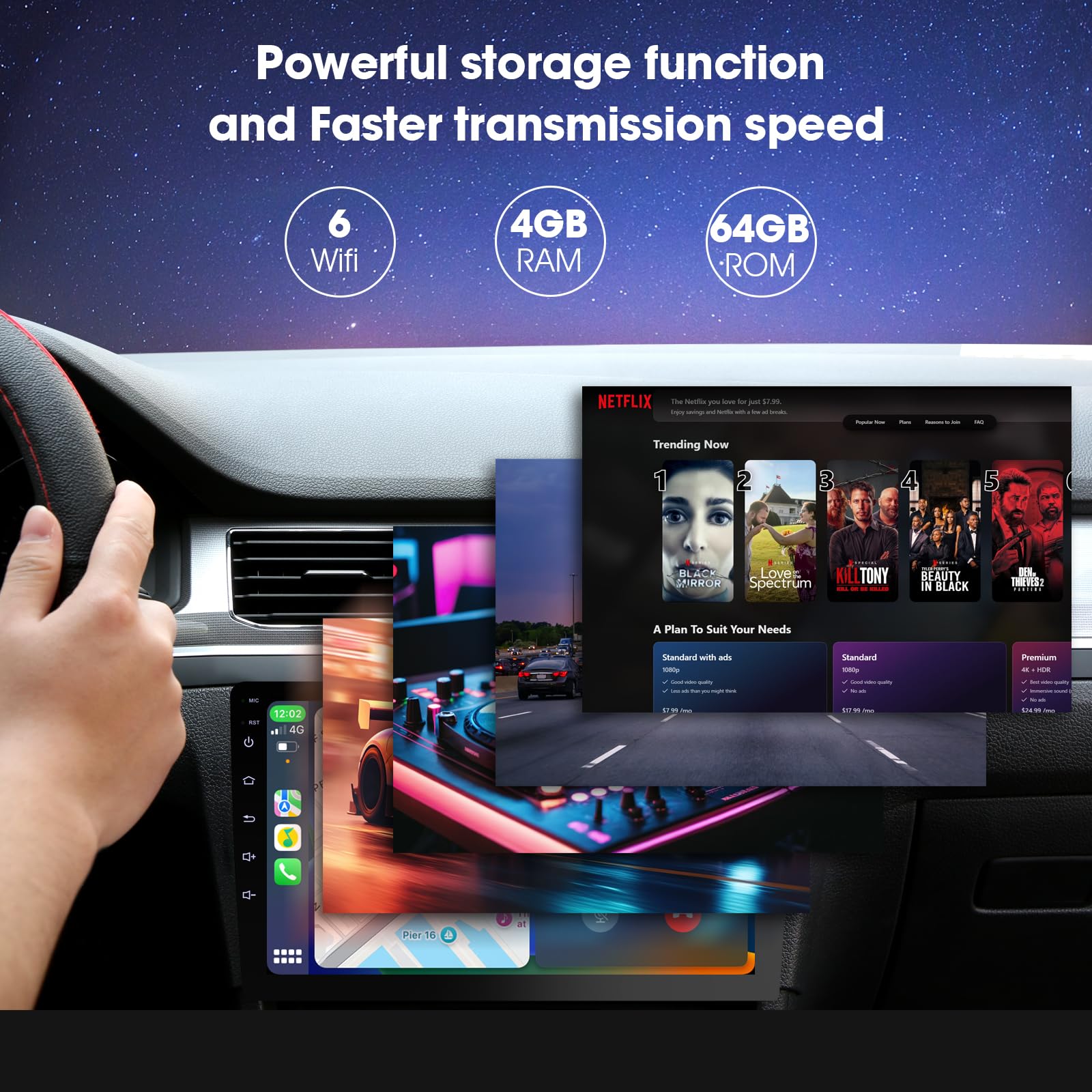 Haudio 2 Din Autoradio 9 Zoll mit Wireless CarPlay & Wireless Android Auto,Auto Radio HD Touch Display mit Rückfahrkamera,Bluetooth,AUX,AM/FM,Mirror Link,GPS-Navigation (4+64GB)