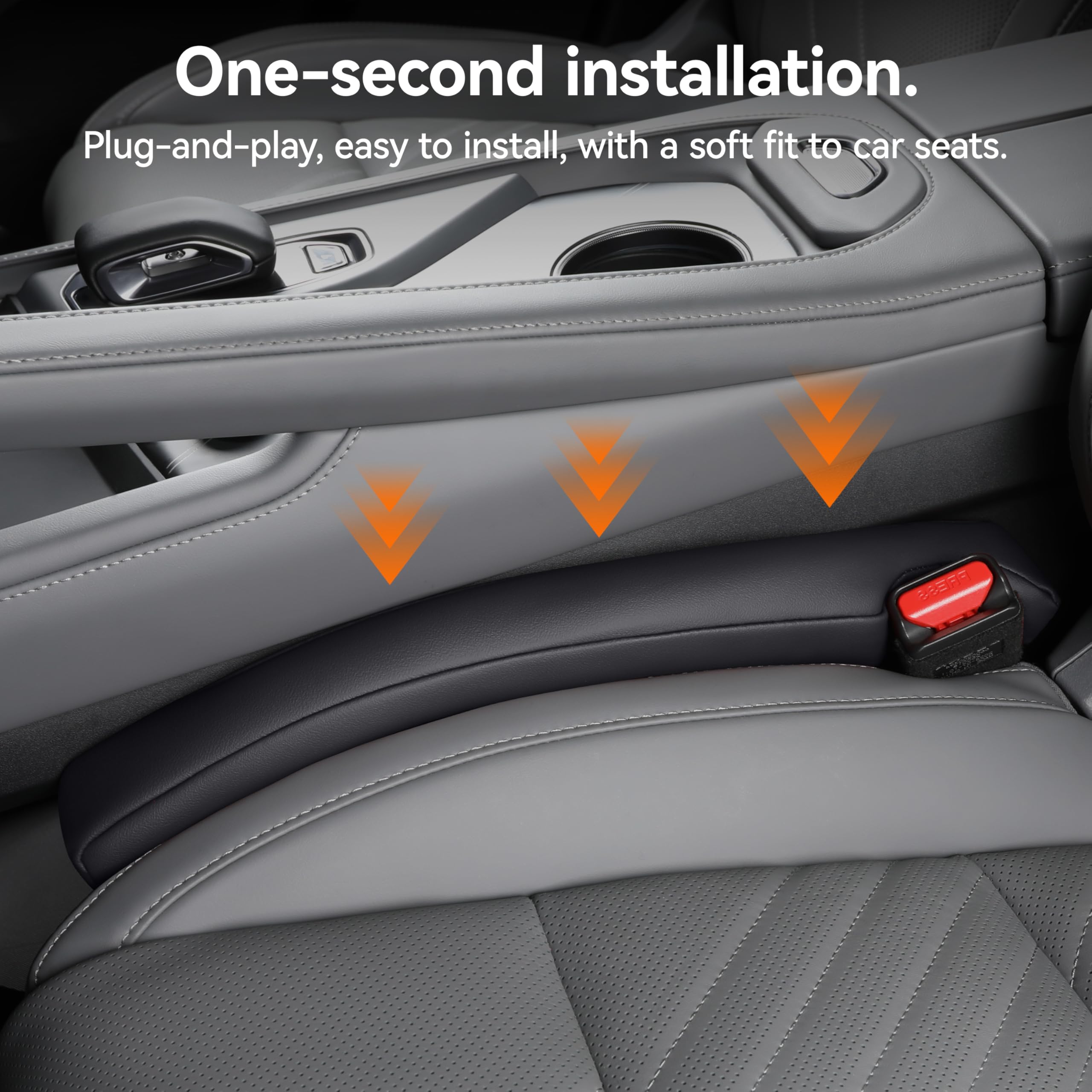 2Ps Riempitivo Fessure sedili Auto Pelle Sintetica PU, riempimento del Divario del Sedile,para-Fessure sedili Auto(Nero)