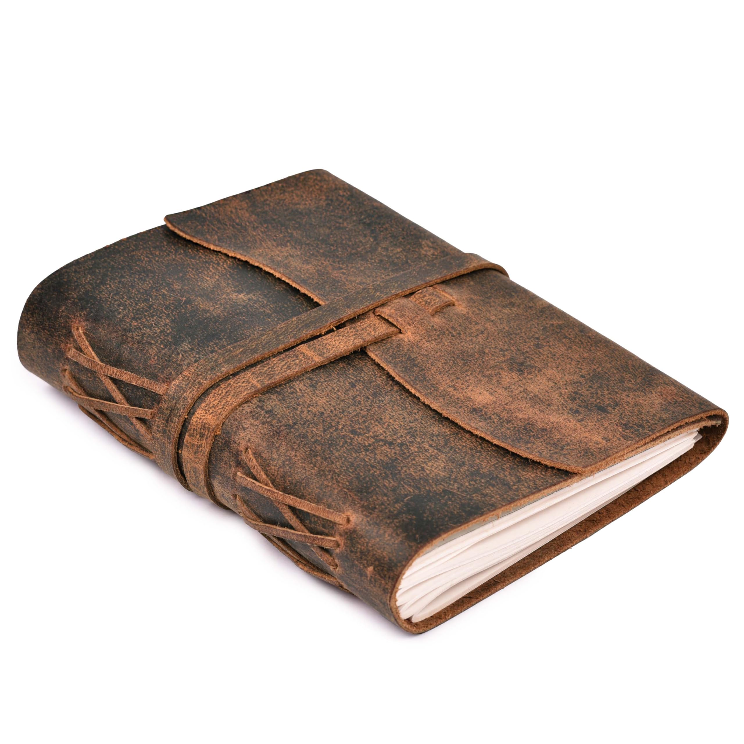 LEATHER VILLAGE Vintage Leather Journal 8"x6" - Brown | 240 Lined Pages | Rustic Notebook for Travel, Office & Personal Use | Handmade College Ruled Diary for Men & Women