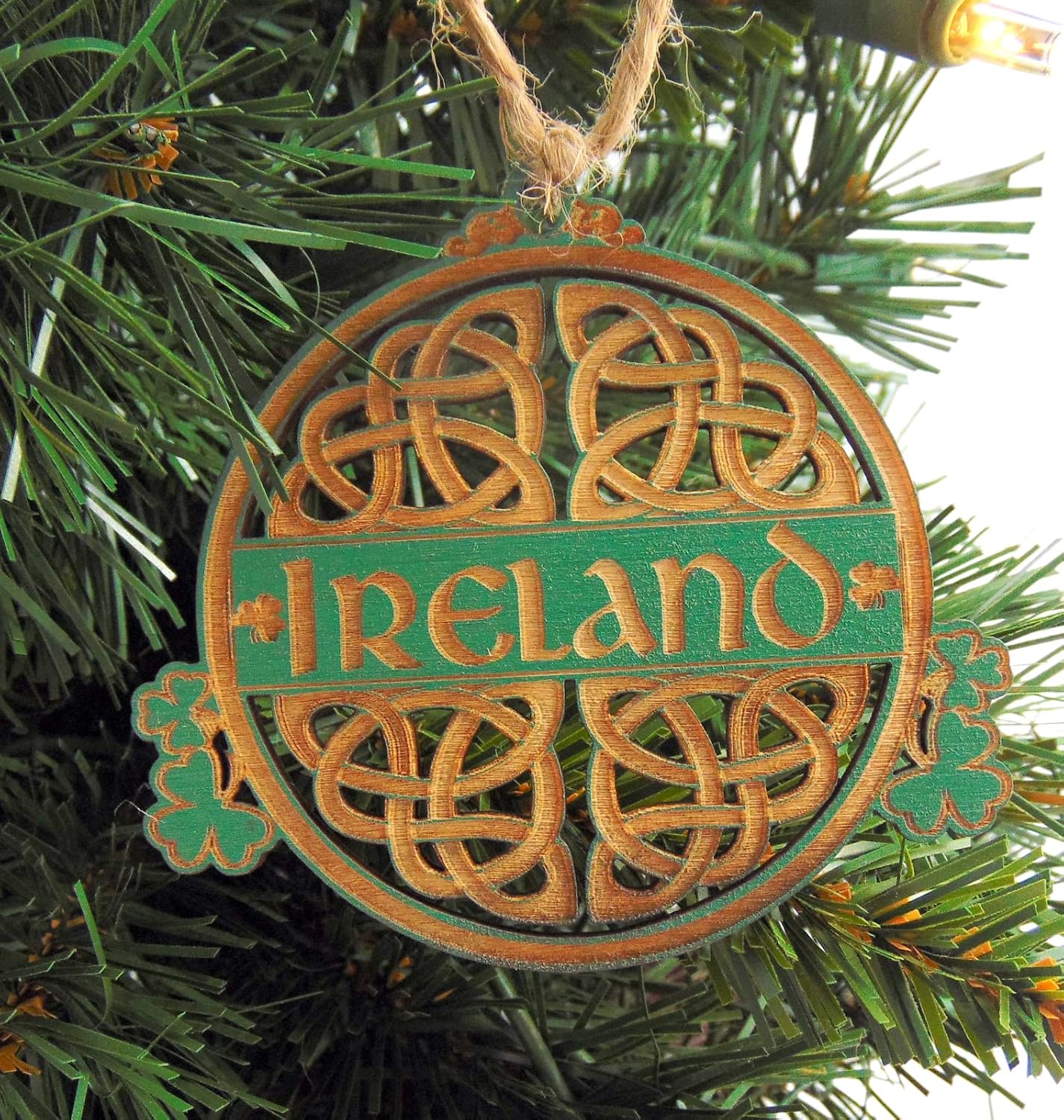 Ireland Ornament Set Wooden Irish Decoration Handmade with Twine String Celtic Design Souvenir with Irish Blessing Card - Image 5