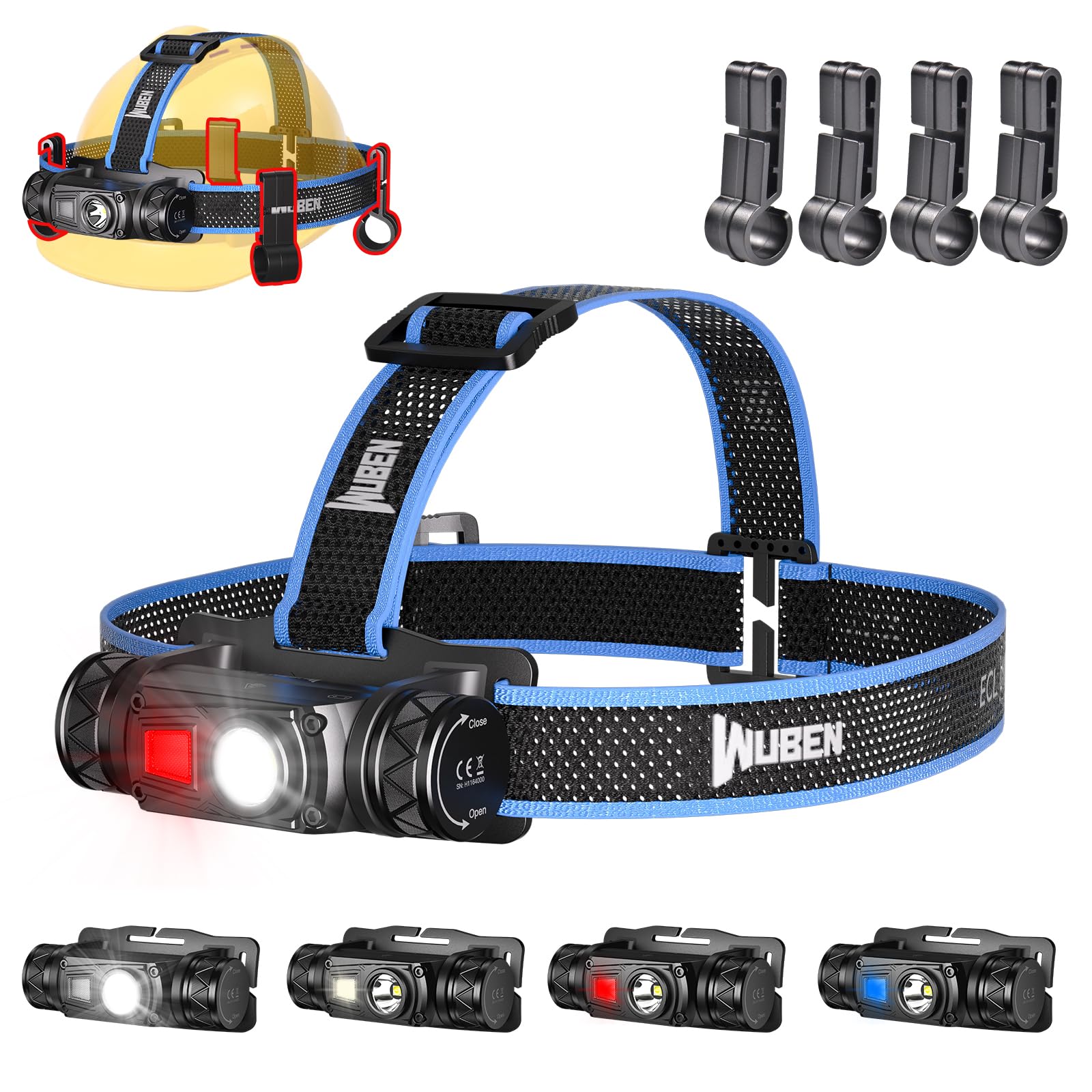 H1 Headlamp Rechargeable Headlamp Flashlight, 1200 High Lumens Flashlight Head Light Torch, IP68 Waterproof for Running, Camping, Hiking