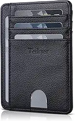 Carteira fina para homens, bolso frontal minimalista com bloqueio de RFID, porta-cartão de crédito para homens e mulheres, Preto, 4.7 x 3.4 inches, Minimalista