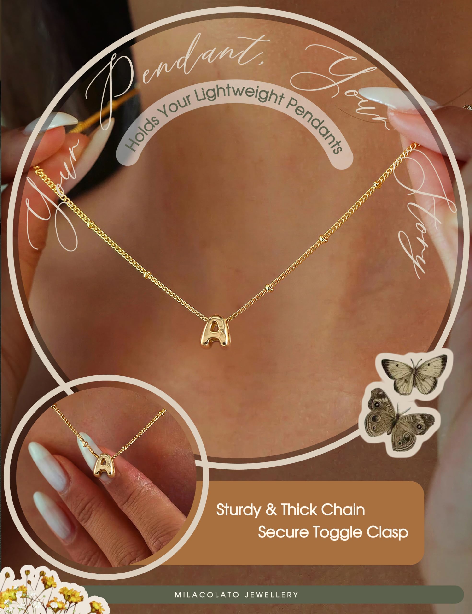 MILACOLATO Collar Inicial Corazón Para Mujer A-Z Collar Personalizado Collana Donna Oro 18K Cadena Plata Collar Nombre Ajustable San Valentin Regalos Originales Para Mujer — view 5